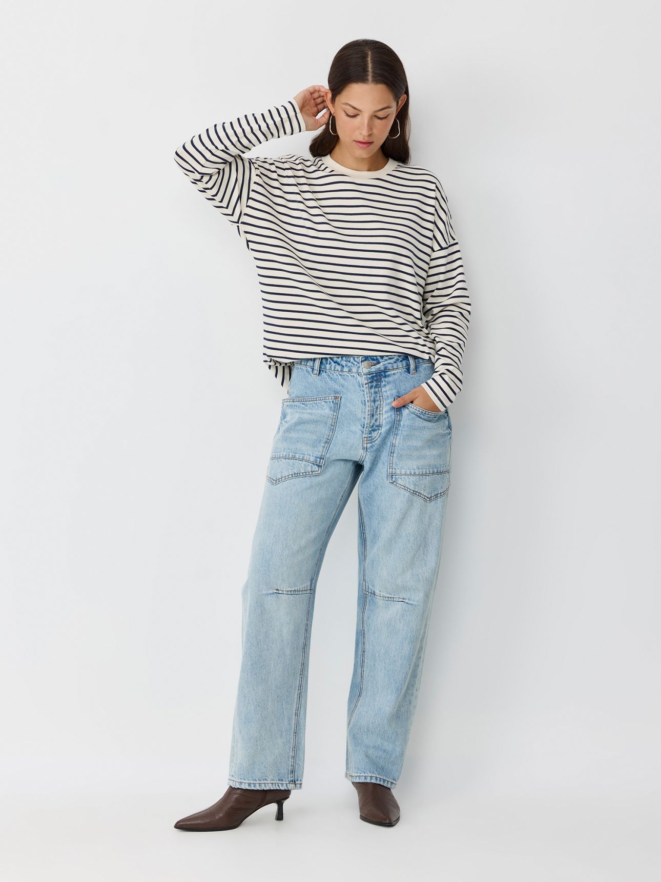 טי שירט פסים אוברסייז