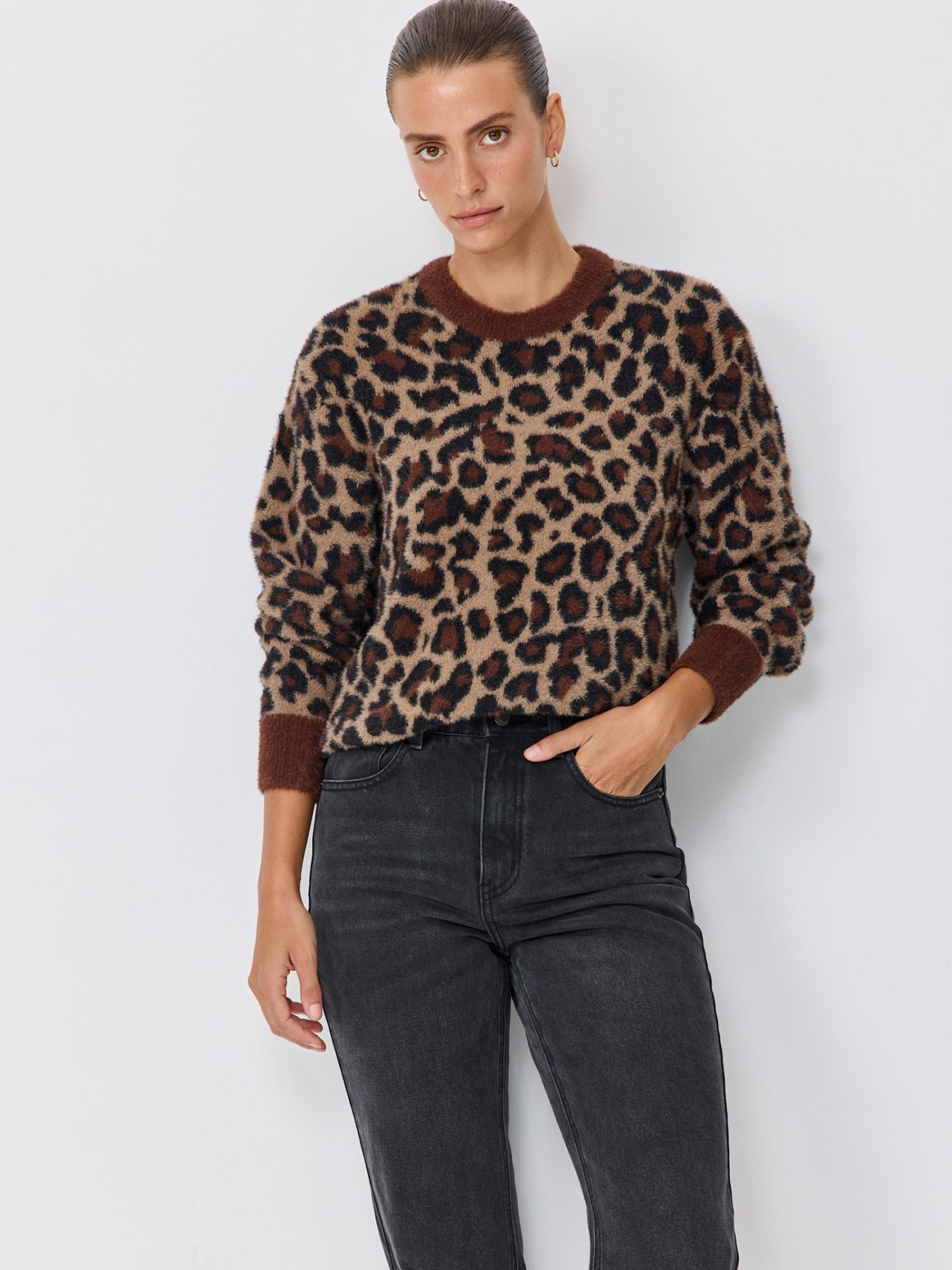 סוודר פלאפי מנומר