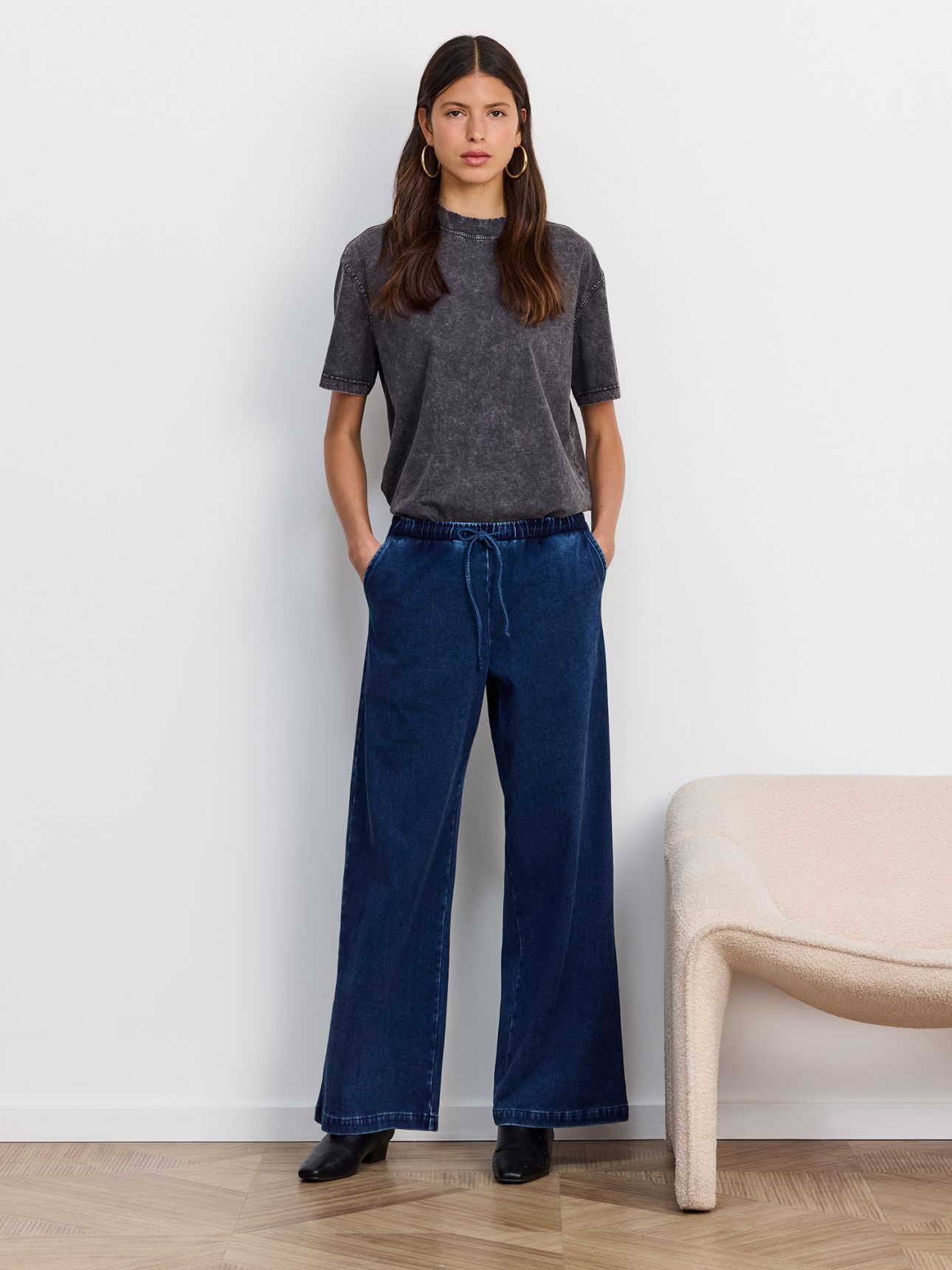 מכנסי פרנץ’ טרי בגזרה מתרחבת