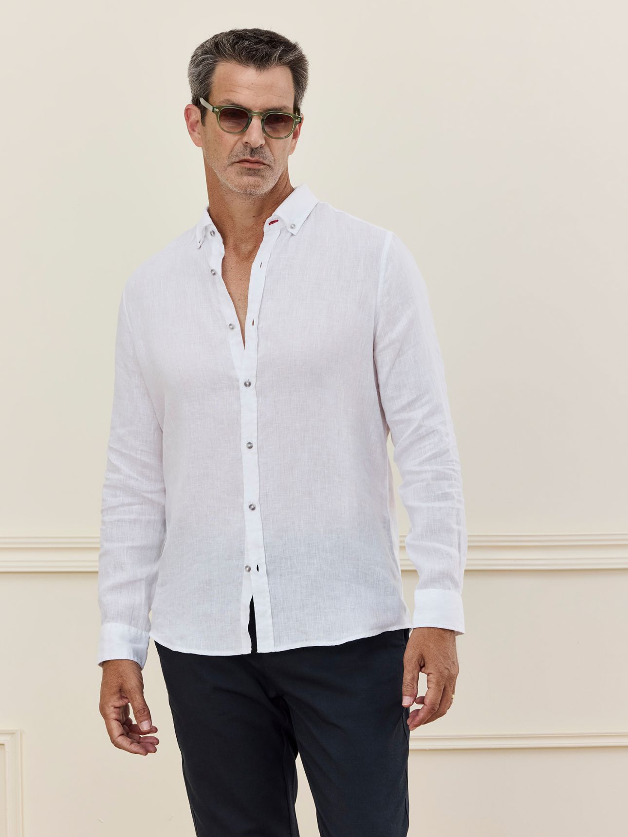 HECHTER PARIS חולצה מכופתרת פשתן