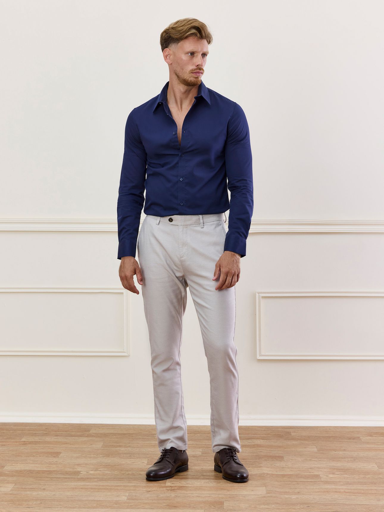 HECHTER PARIS חולצה מכופתרת NON IRON טוויל חלק