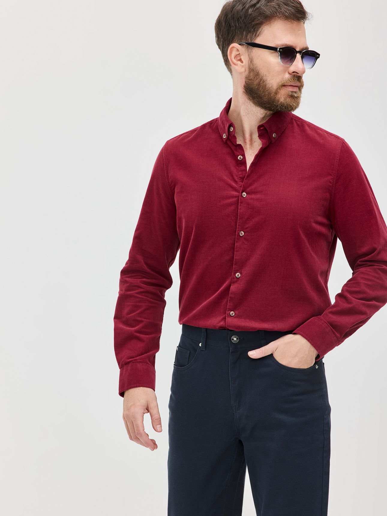 HECHTER PARIS חולצה מכופתרת קורדרוי