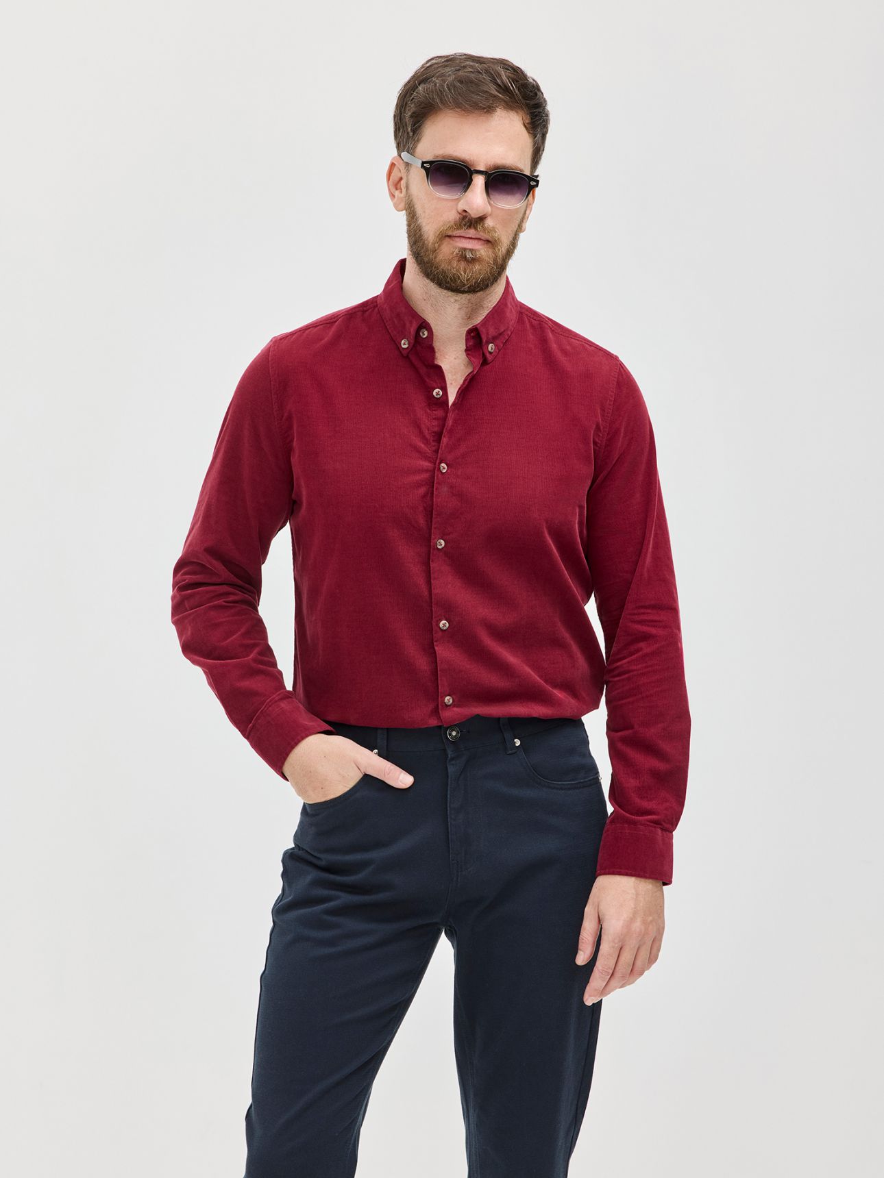 HECHTER PARIS חולצה מכופתרת קורדרוי