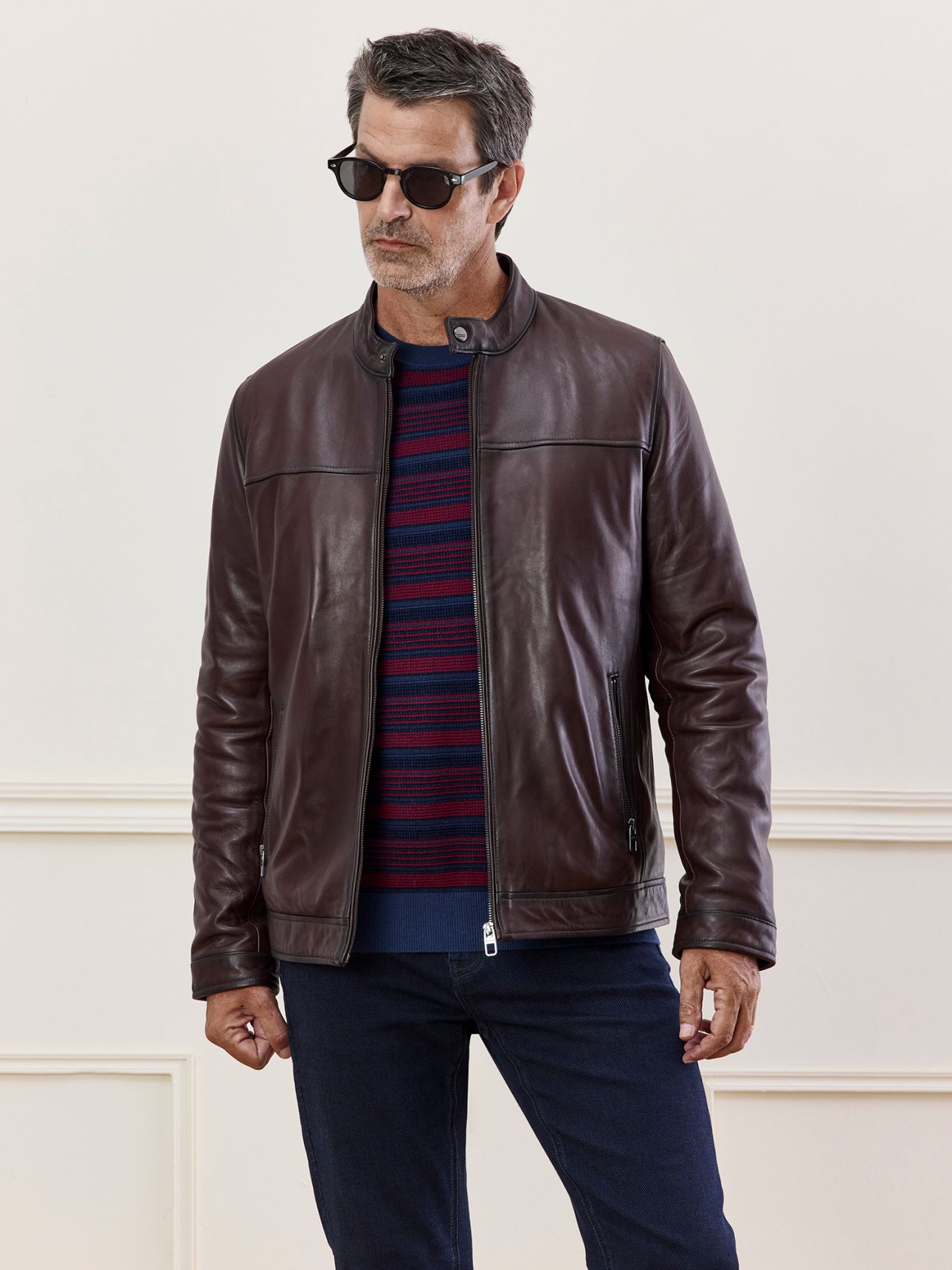 HECHTER PARIS מעיל עור בייקר