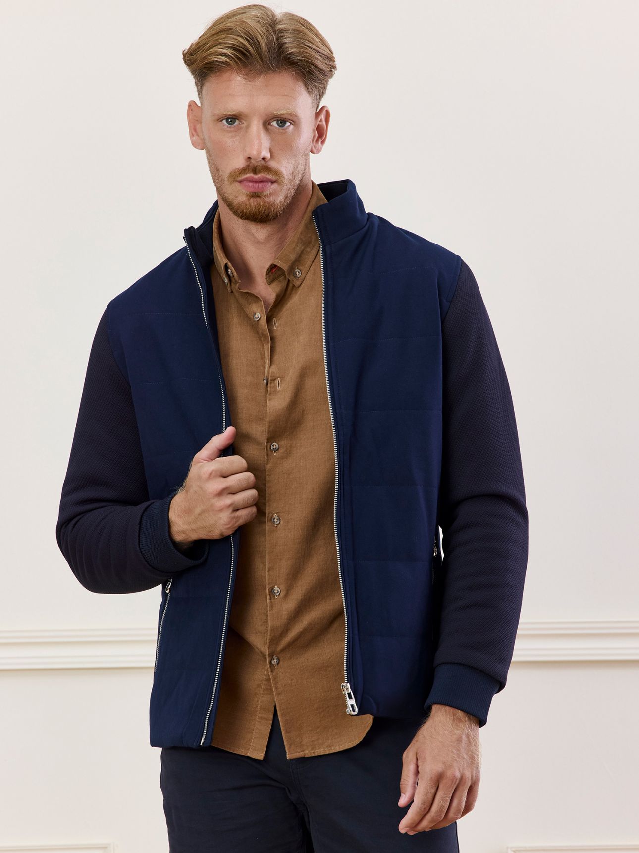 HECHTER PARIS מעיל מרופד משולב שרוול סרוג