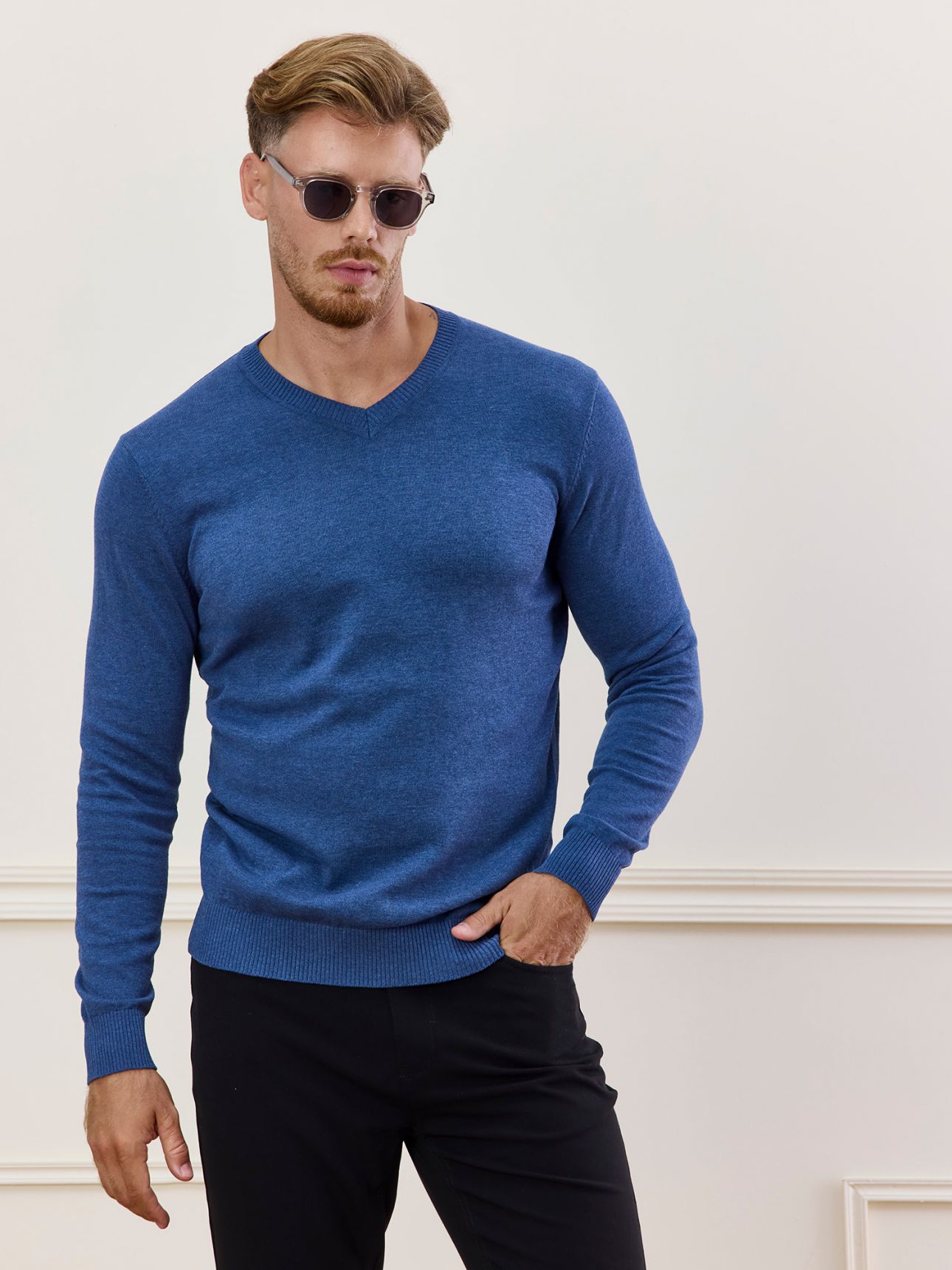 MAX MORETTI סריג וי כותנה סופימה