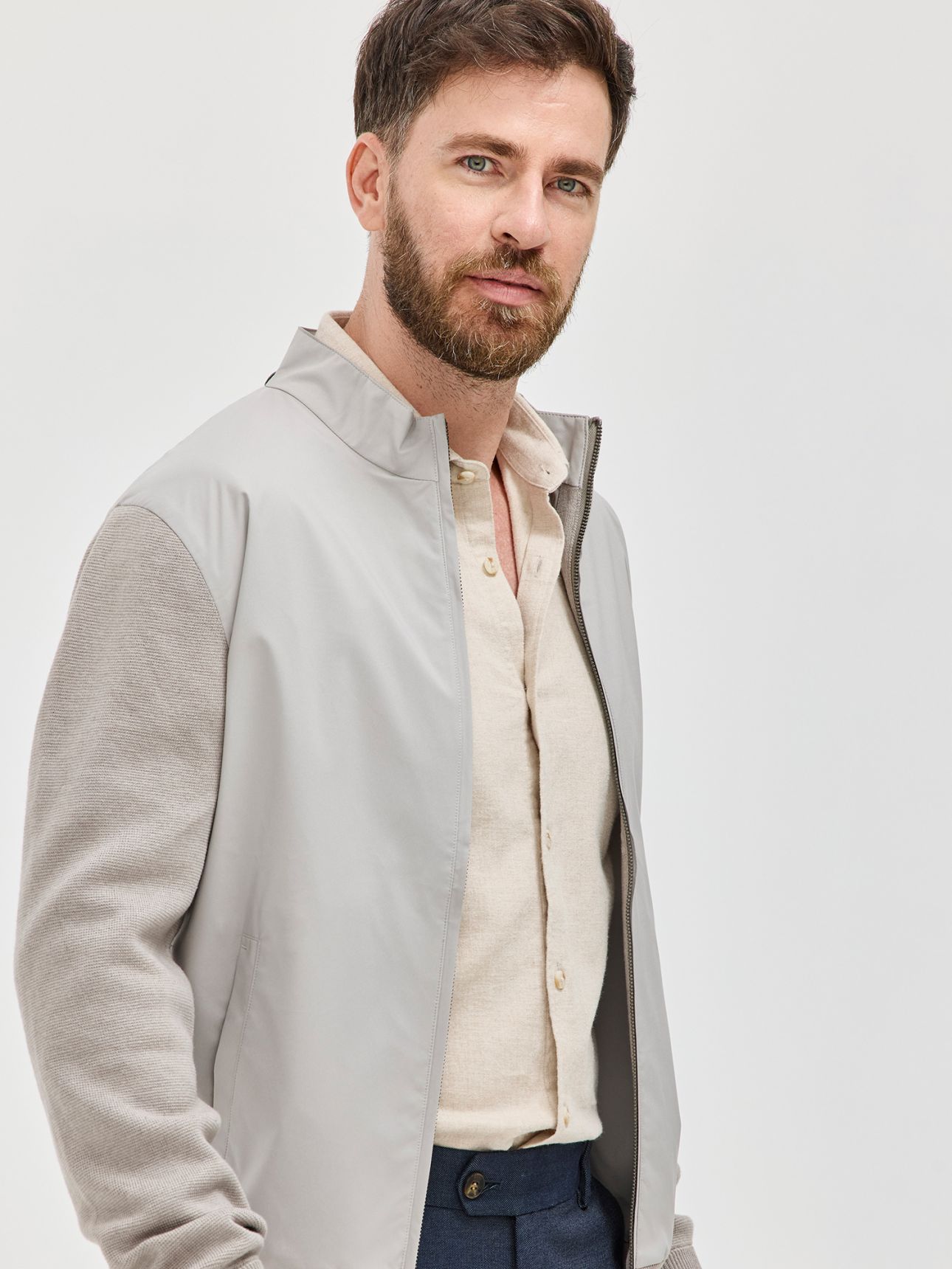 HECHTER PARIS קרדיגן משולב סריג וניילון