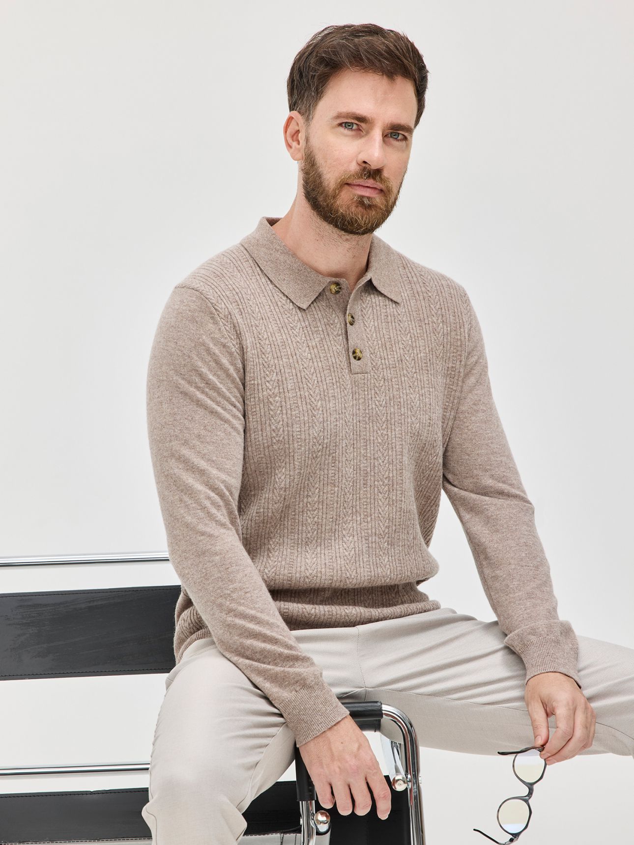 MAX MORETTI סריג פולו צמות 100% צמר מרינו