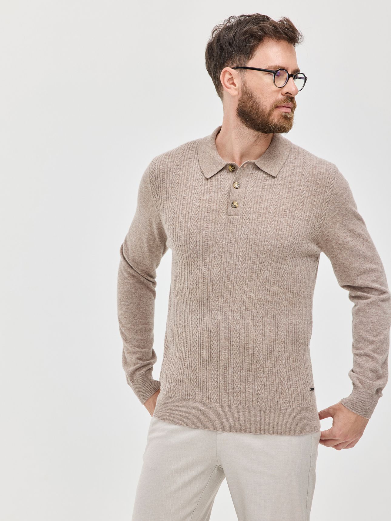 MAX MORETTI סריג פולו צמות 100% צמר מרינו