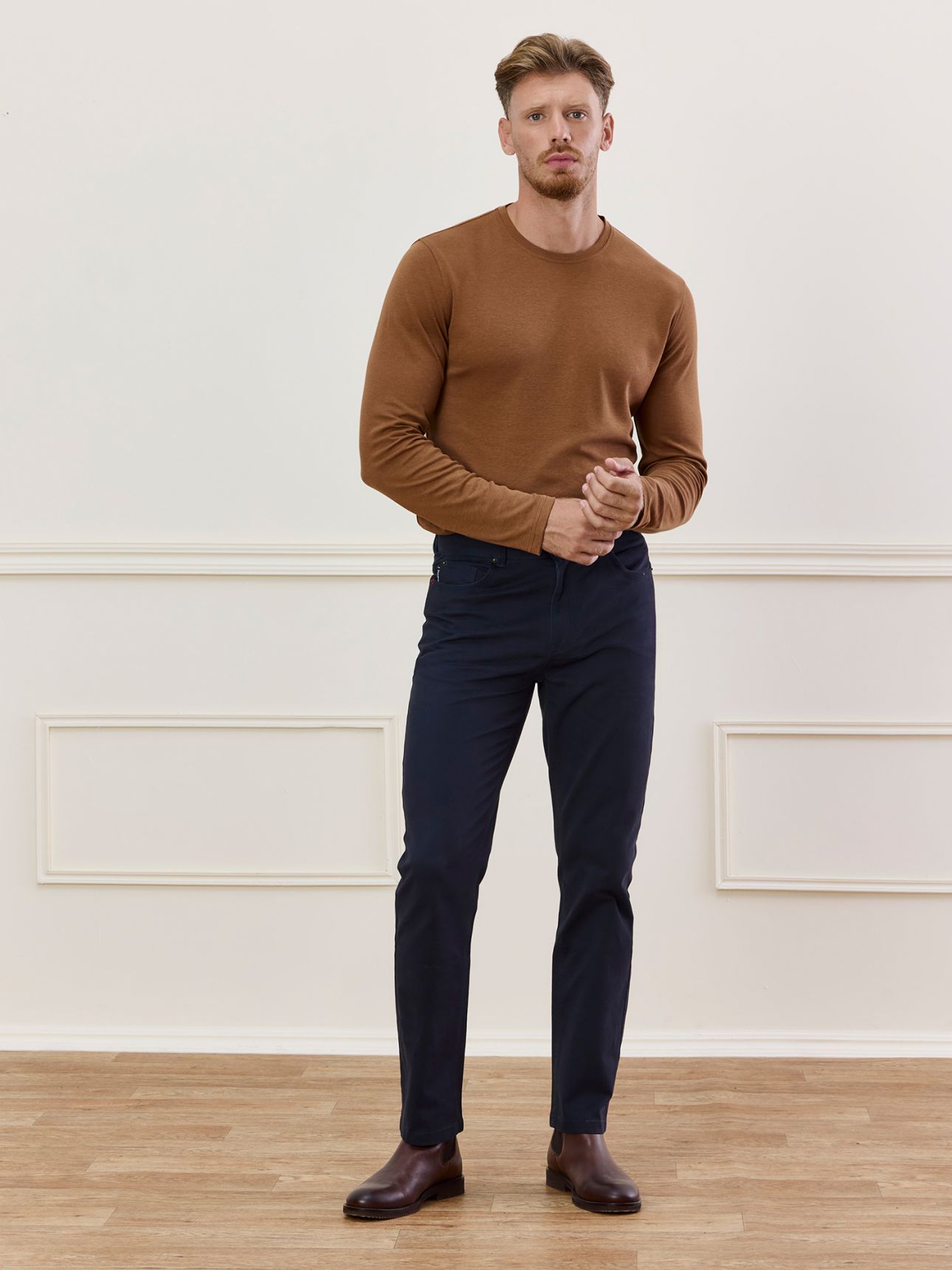 HECHTER PARIS מכנסי חמש כיסים בטקסטורה שטופה