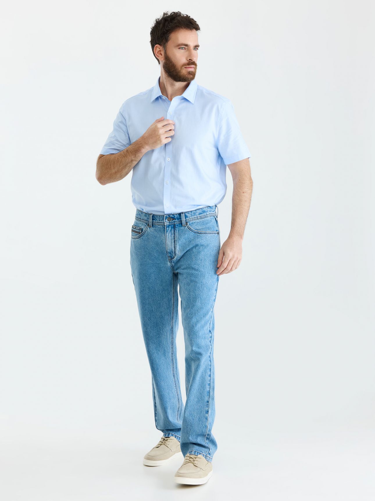 MAX MORETTI מכנסי ג’ינס פרומו בגזרת סטרייט