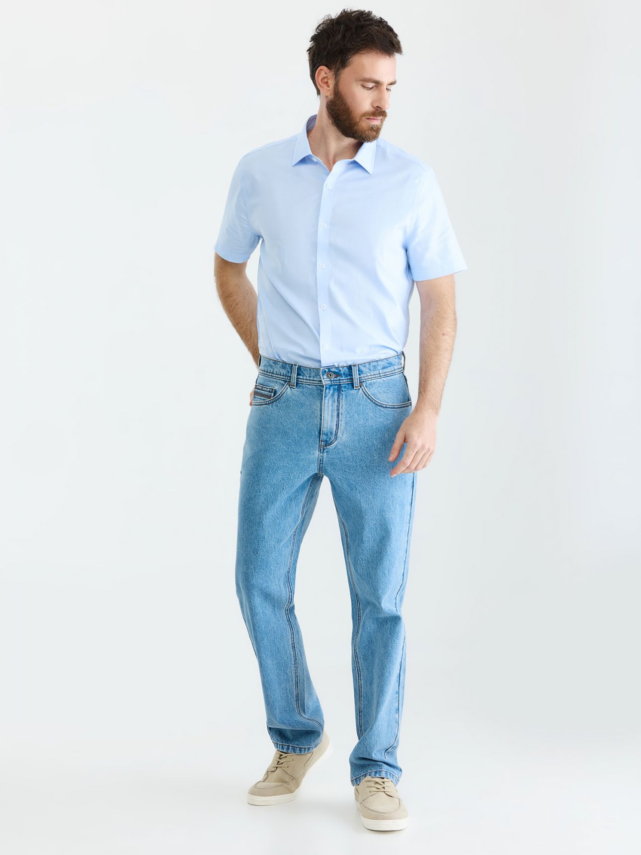 MAX MORETTI חולצה מכופתרת EASY CARE בגזרת סלים פיט