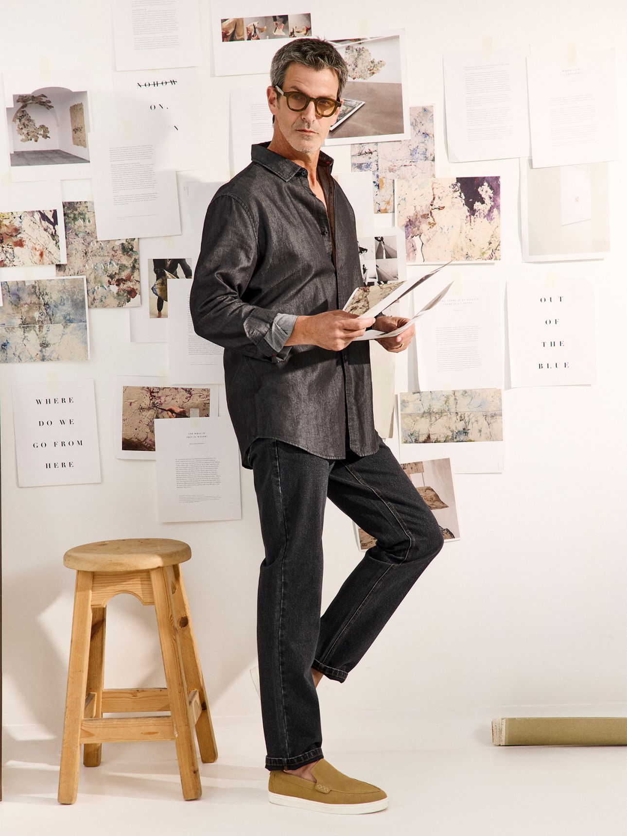 HECHTER PARIS חולצת דנים טנסל שרוול ארוך