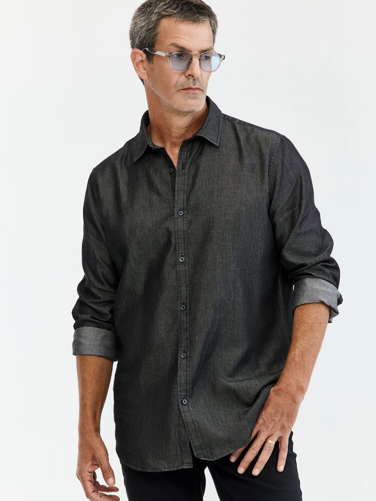 HECHTER PARIS חולצת דנים טנסל שרוול ארוך