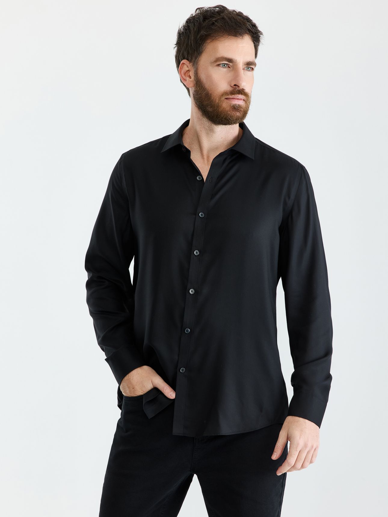 HECHTER PARIS מכופתרת NON IRON טנסל בגזרת מודרן פיט