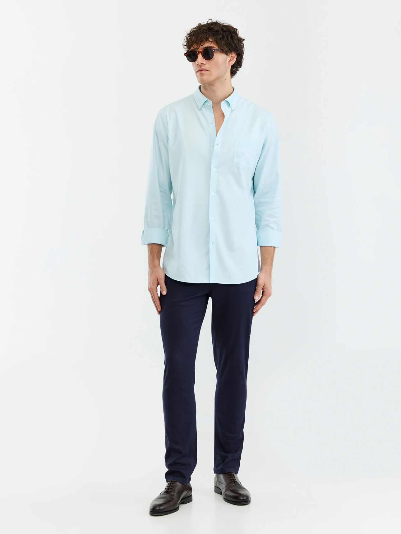 MAX MORETTI חולצה מכופתרת NON IRON ג’קארד בגזרת רגולר פיט