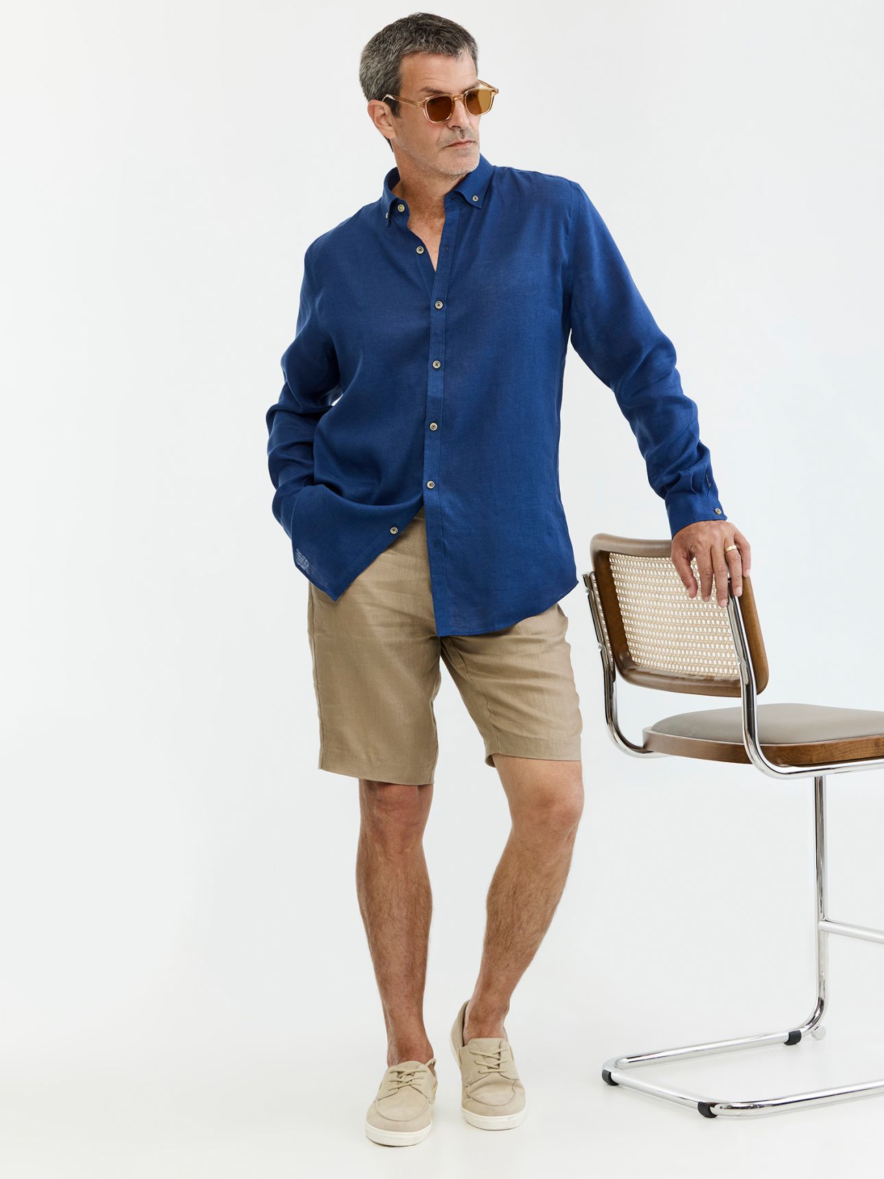 MAX MORETTI חולצה מכופתרת NON IRON פשתן בגזרת רגולר פיט