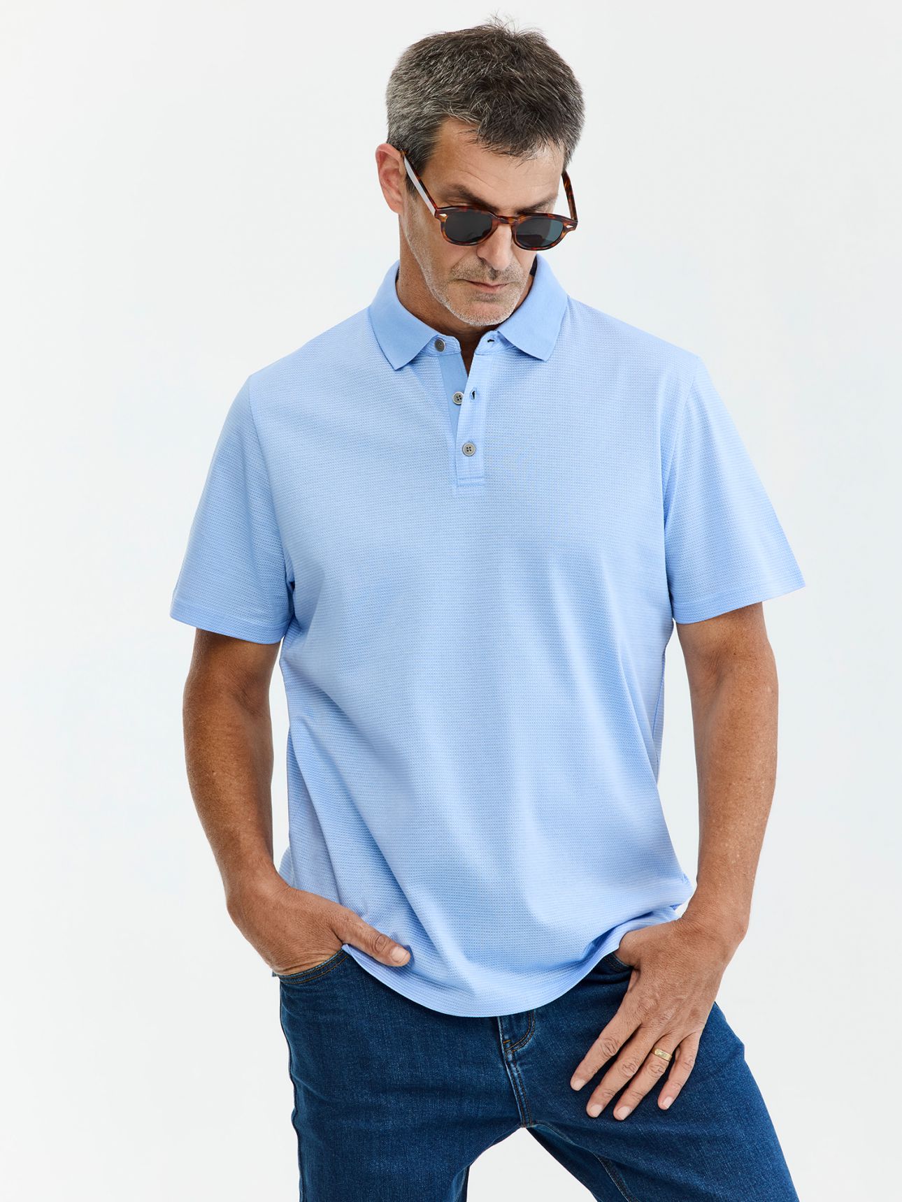 MAX MORETTI חולצת פולו ג’קארד ממורצרת