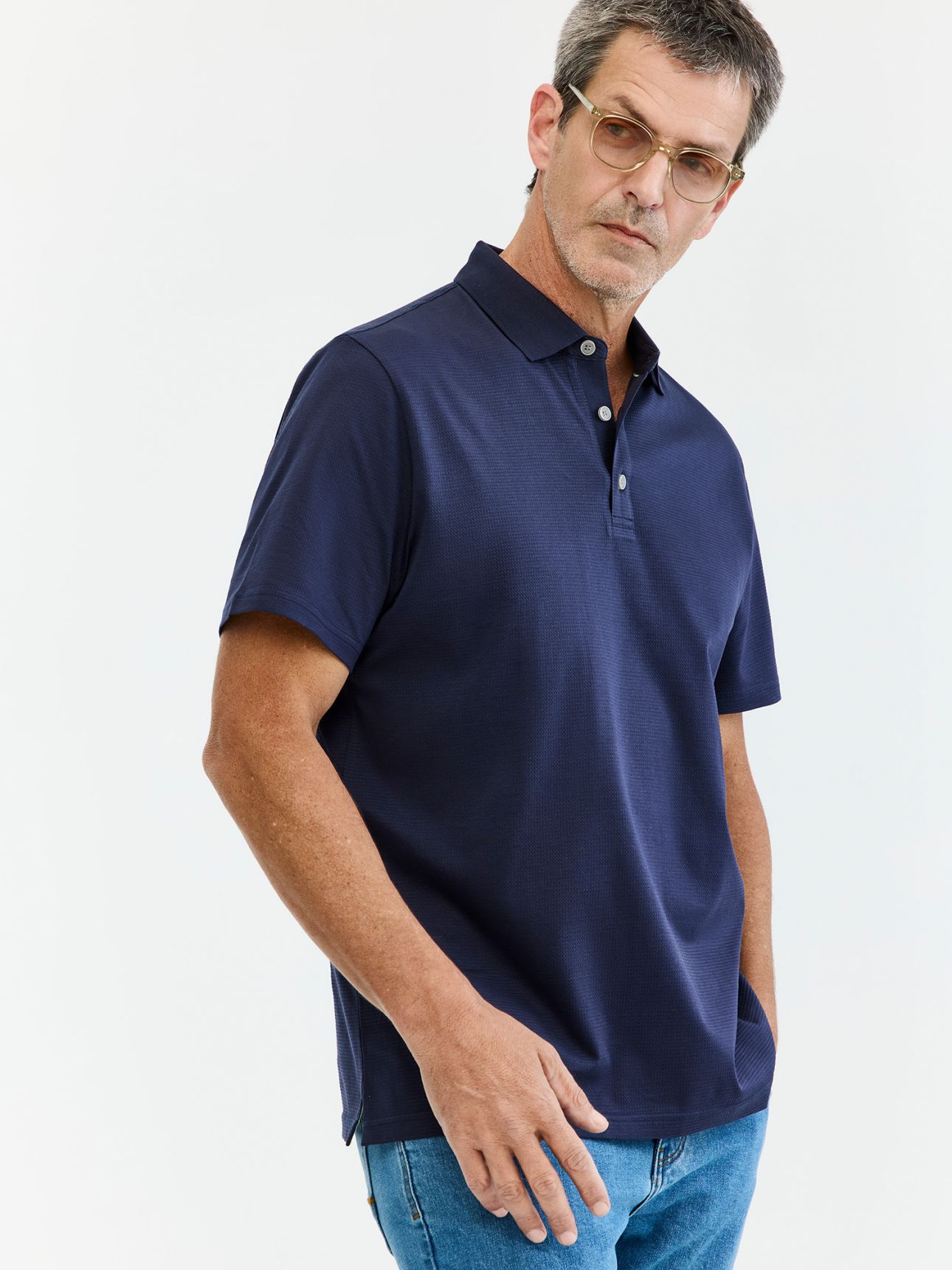 MAX MORETTI חולצת פולו ג’קארד ממורצרת