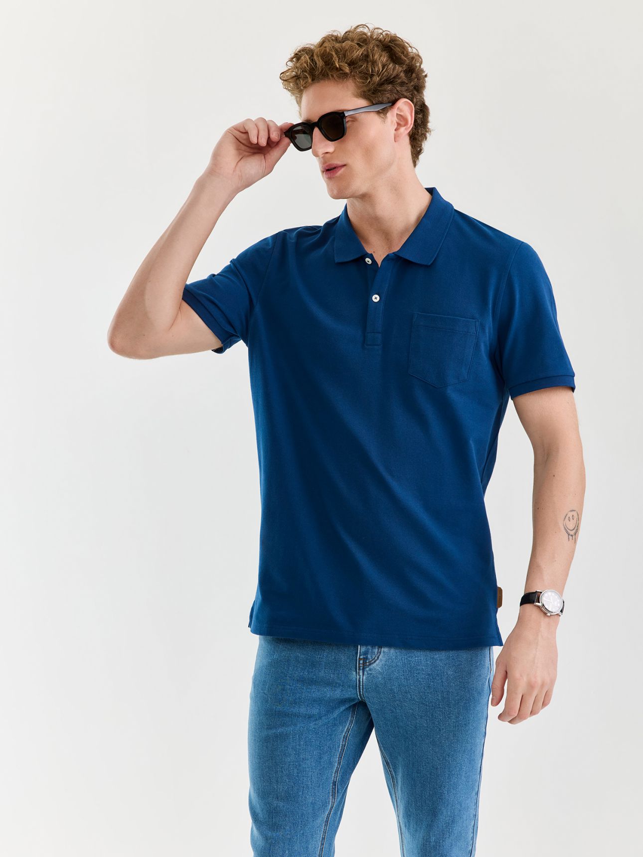 MAX MORETTI חולצת פולו פיקה עם כיס