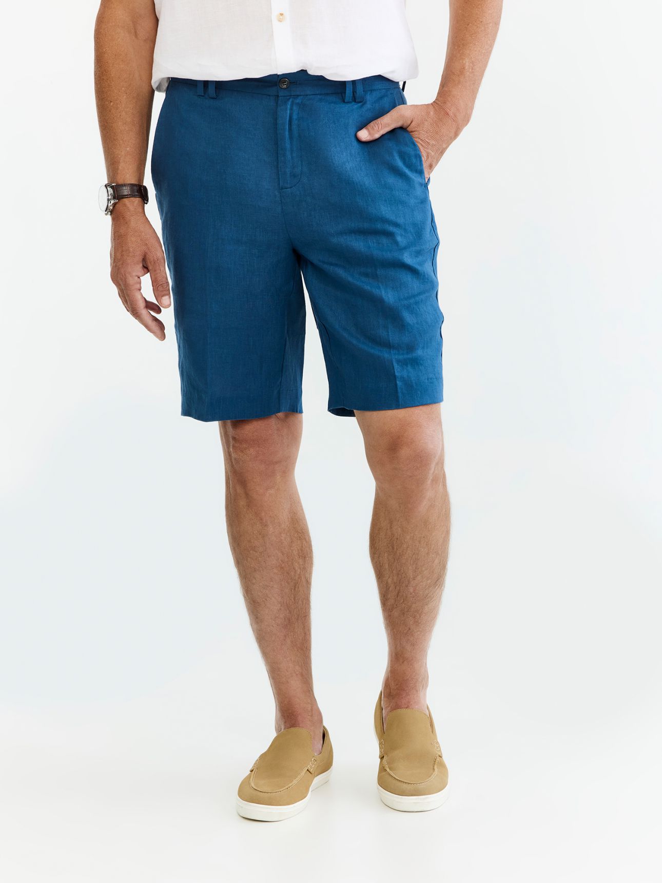 MAX MORETTI מכנס קצר פשתן בגזרת סטרייט