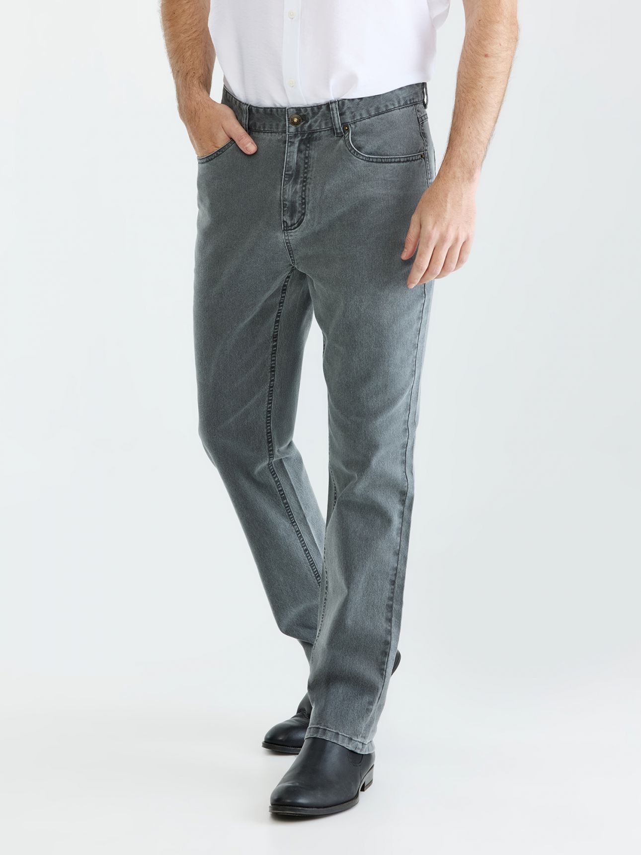 HECHTER PARIS מכנסי 5 כיסים שטופים בגזרת סטרייט