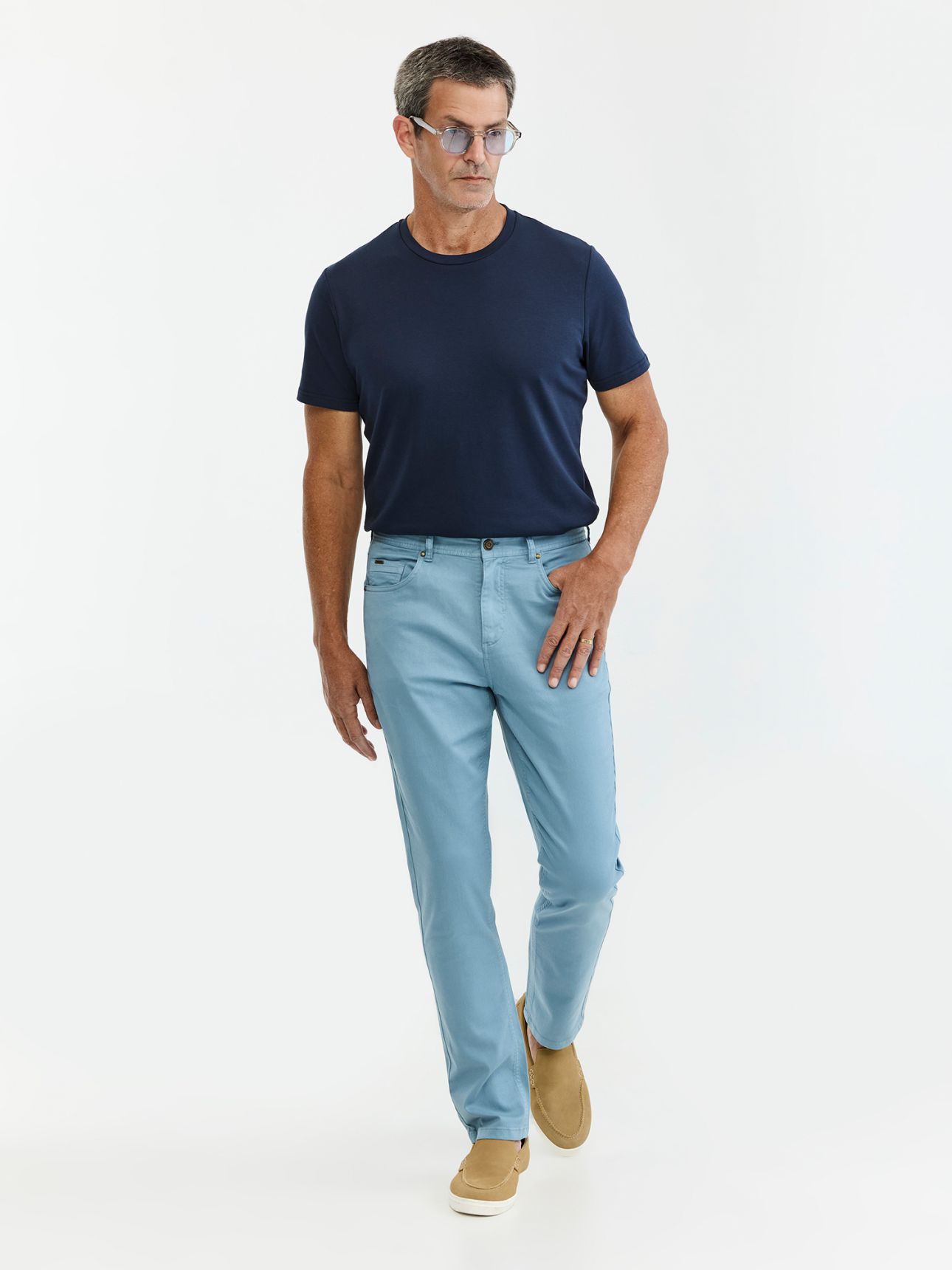 MAX MORETTI מכנסי 5 כיסים דריל בגזרת סלים