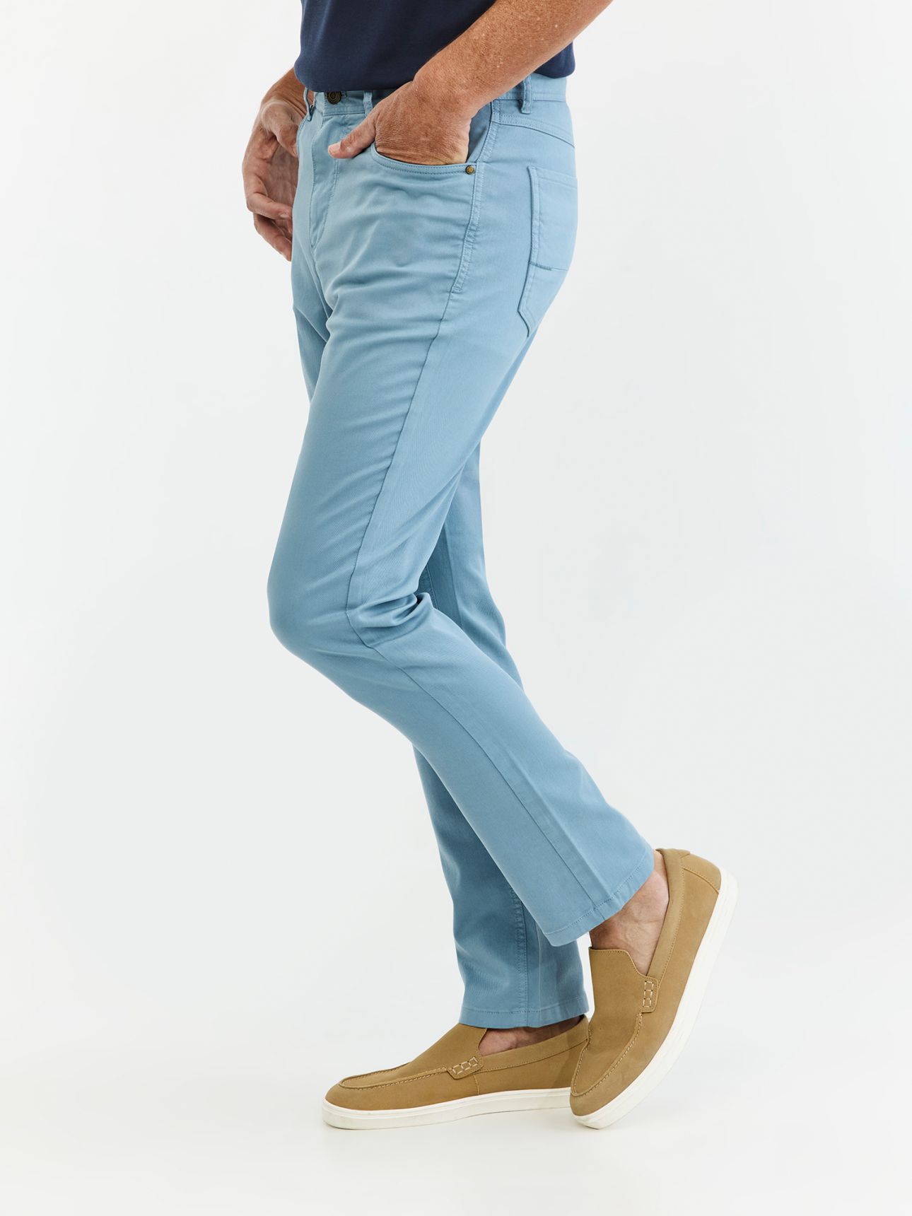 MAX MORETTI מכנסי 5 כיסים דריל בגזרת סלים