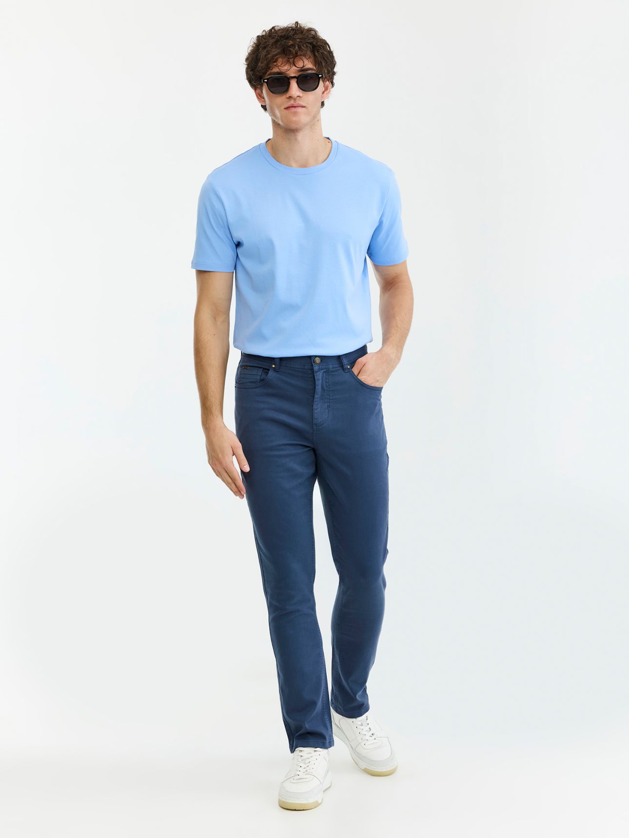 MAX MORETTI מכנסי 5 כיסים דריל בגזרת סלים