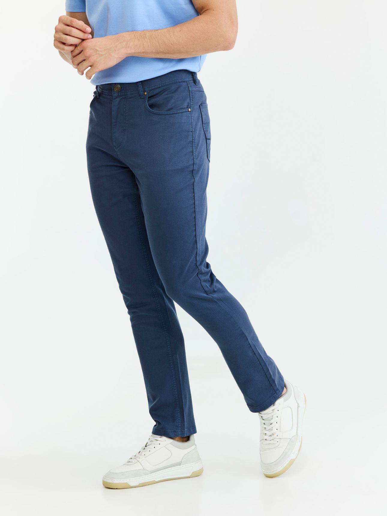 MAX MORETTI מכנסי 5 כיסים דריל בגזרת סלים