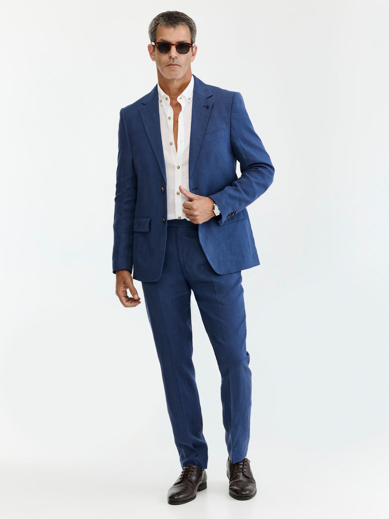 MAX MORETTI מכנס חליפה פשתן בגזרת רגולר פיט