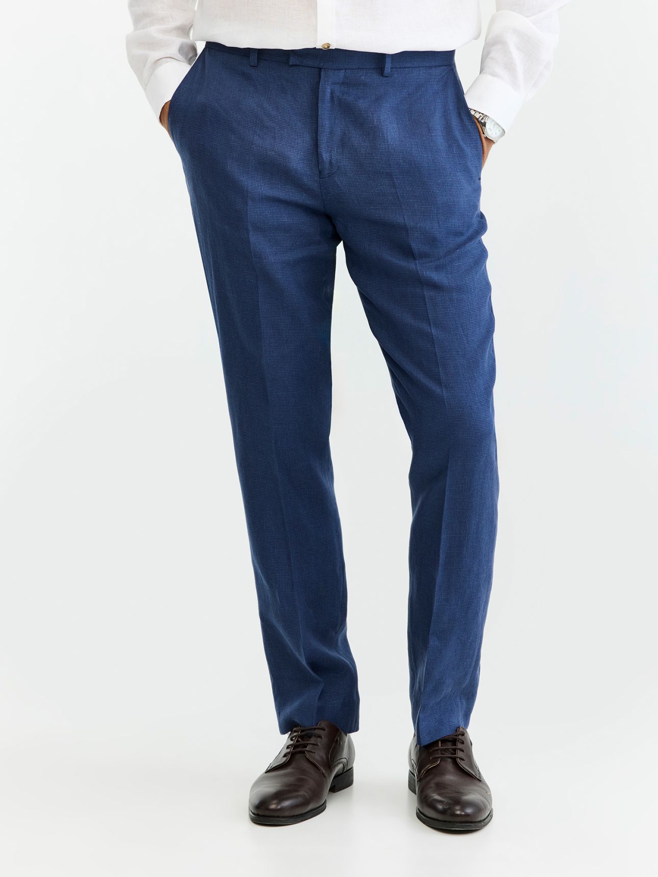 MAX MORETTI מכנס חליפה פשתן בגזרת רגולר פיט