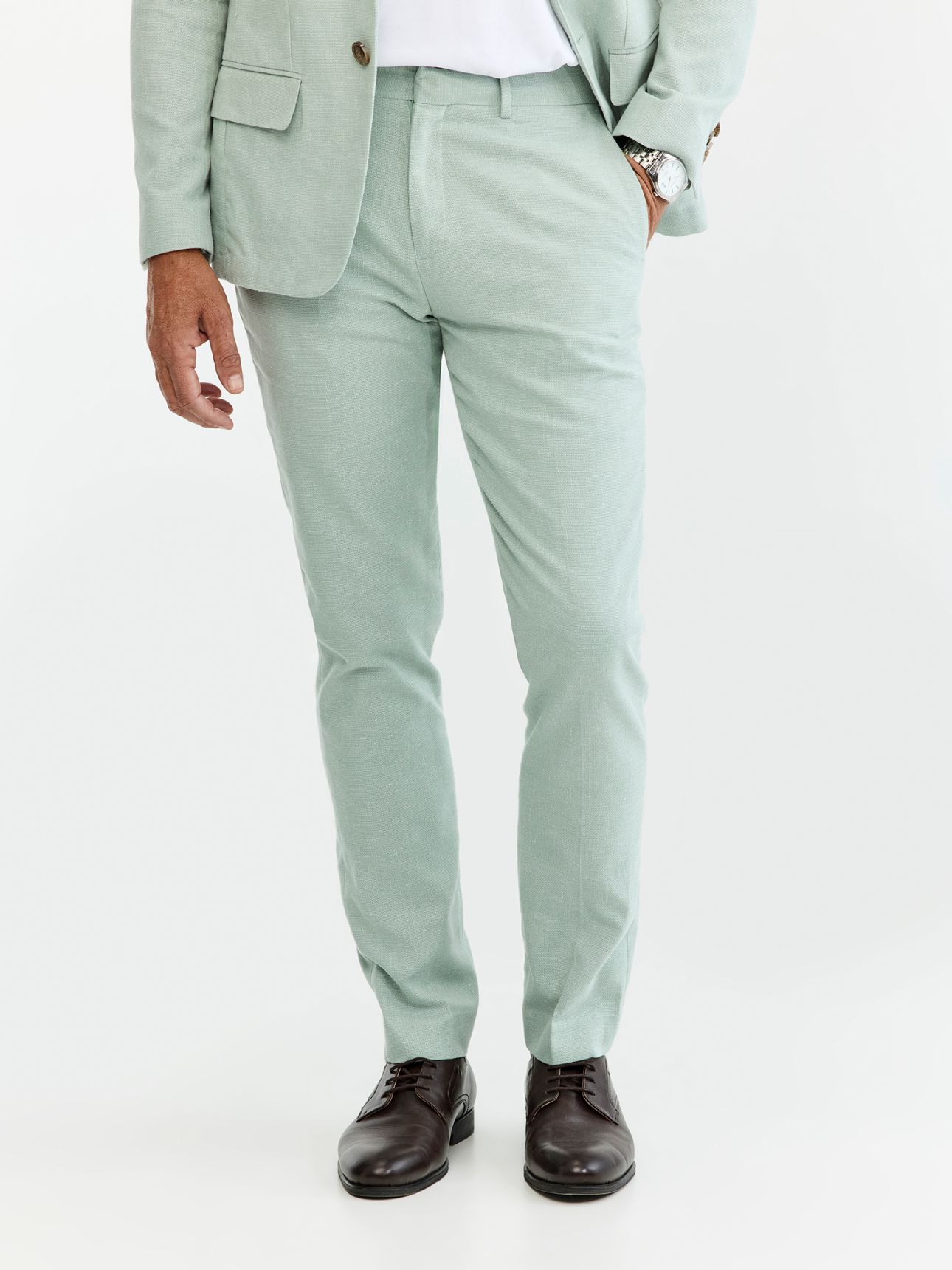 HECHTER PARIS מכנס חליפה תערובת פשתן בגזרת מודרן פיט