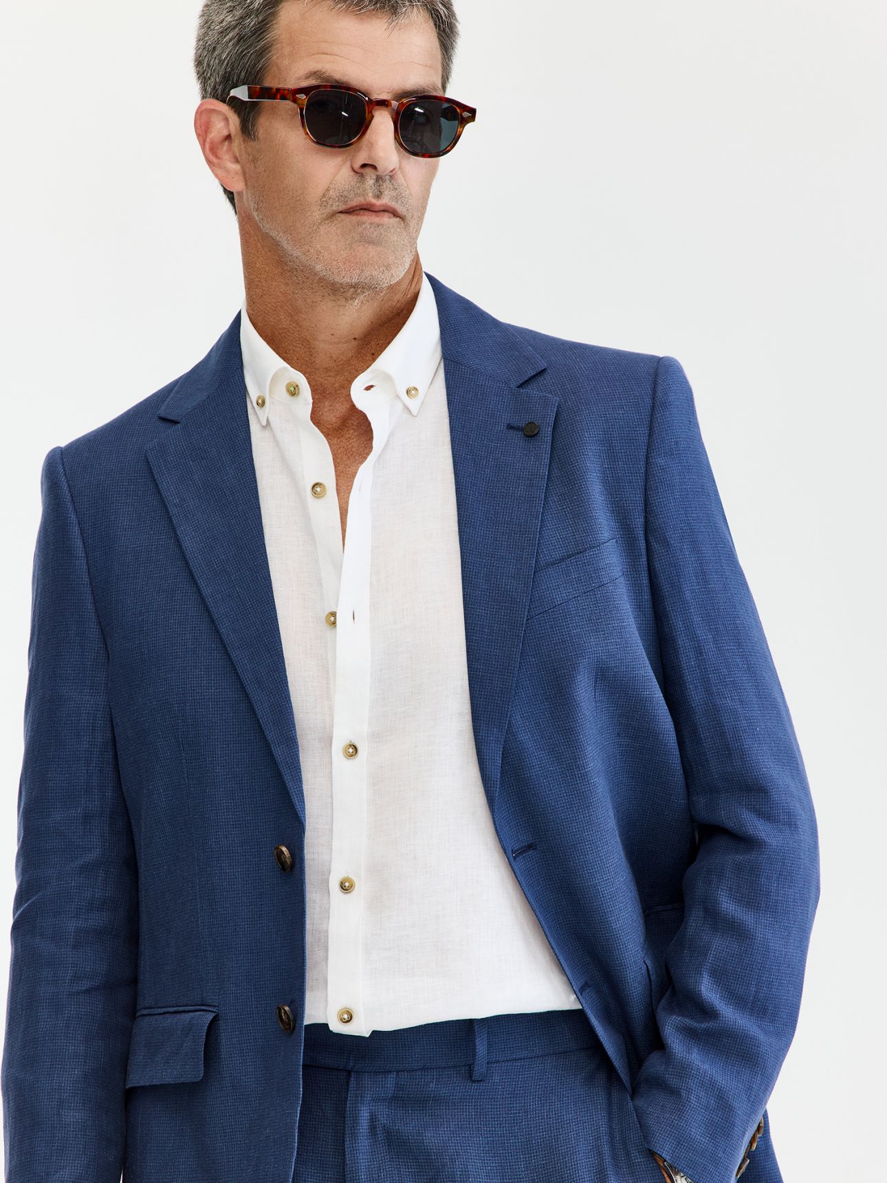 MAX MORETTI ג’קט חליפה פשתן בגזרת רגולר פיט