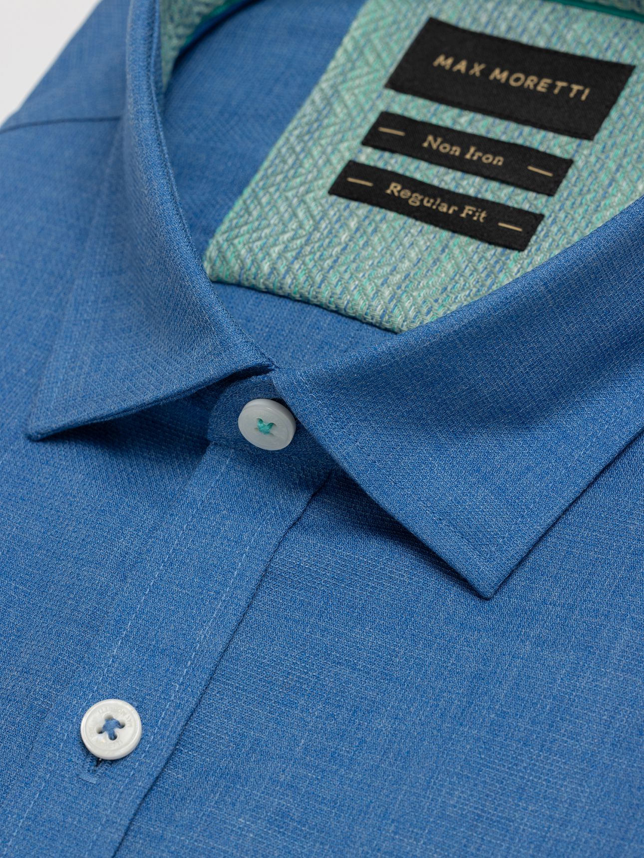 MAX MORETTI חולצה מכופתרת נון איירון Regular Fit בטקסטורת מלאנג’