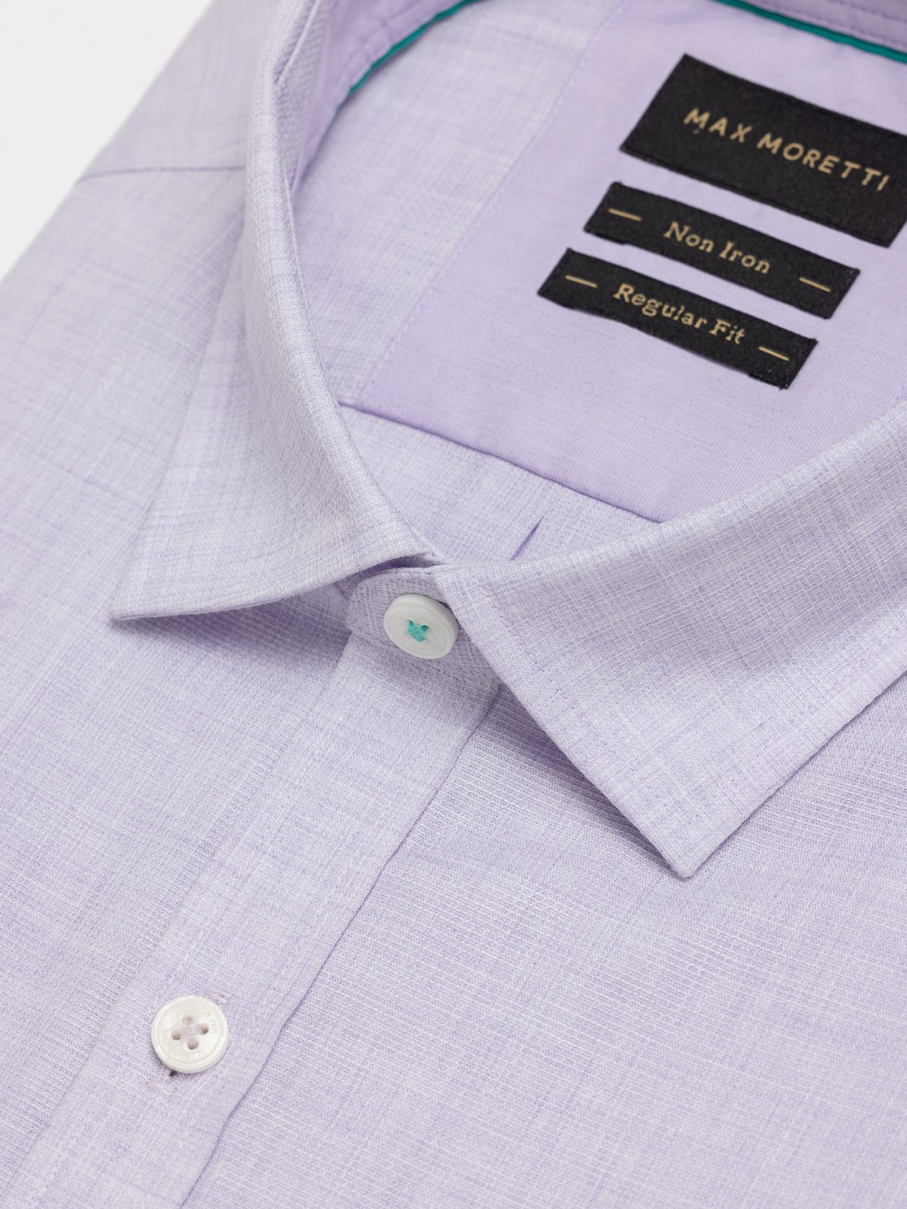 MAX MORETTI חולצה מכופתרת נון איירון Regular Fit בטקסטורת מלאנג’