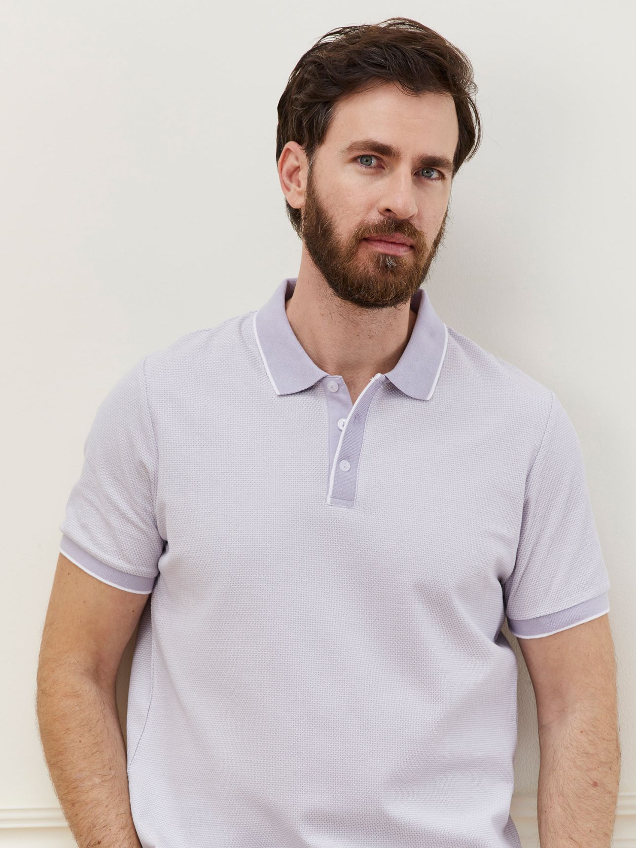 MAX MORETTI פולו שרול קצר ז’קארד ממורצרת