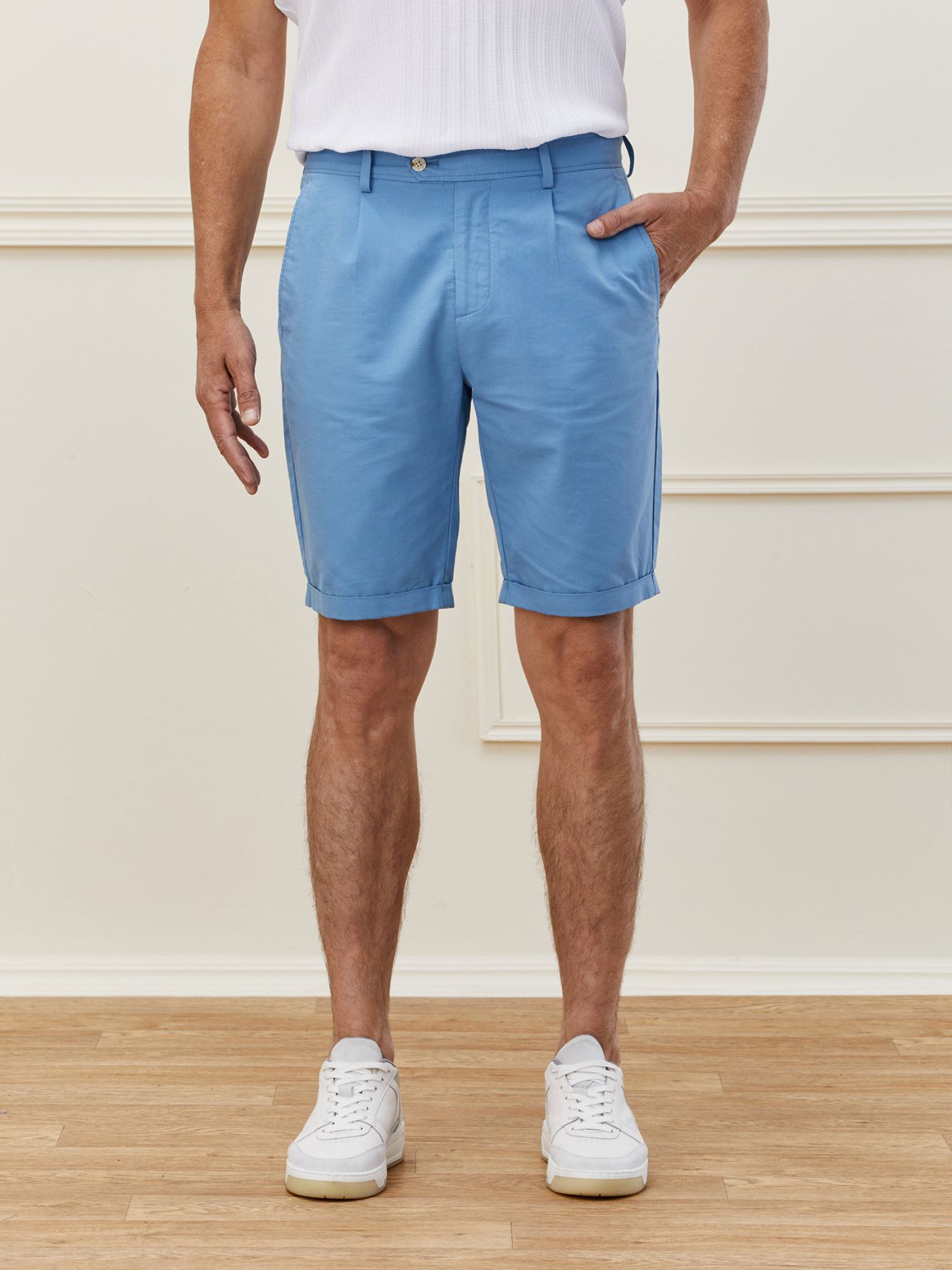 MAX MORETTI מכנסי ברמודה צ’ינו פשתן