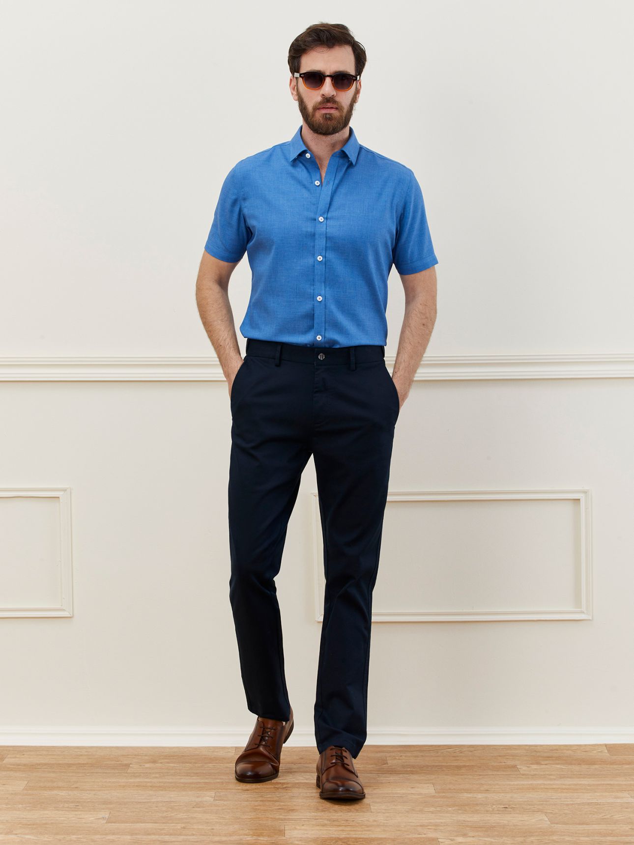 MAX MORETTI מכנסי צ’ינו Slim fit כותנה וטנסל