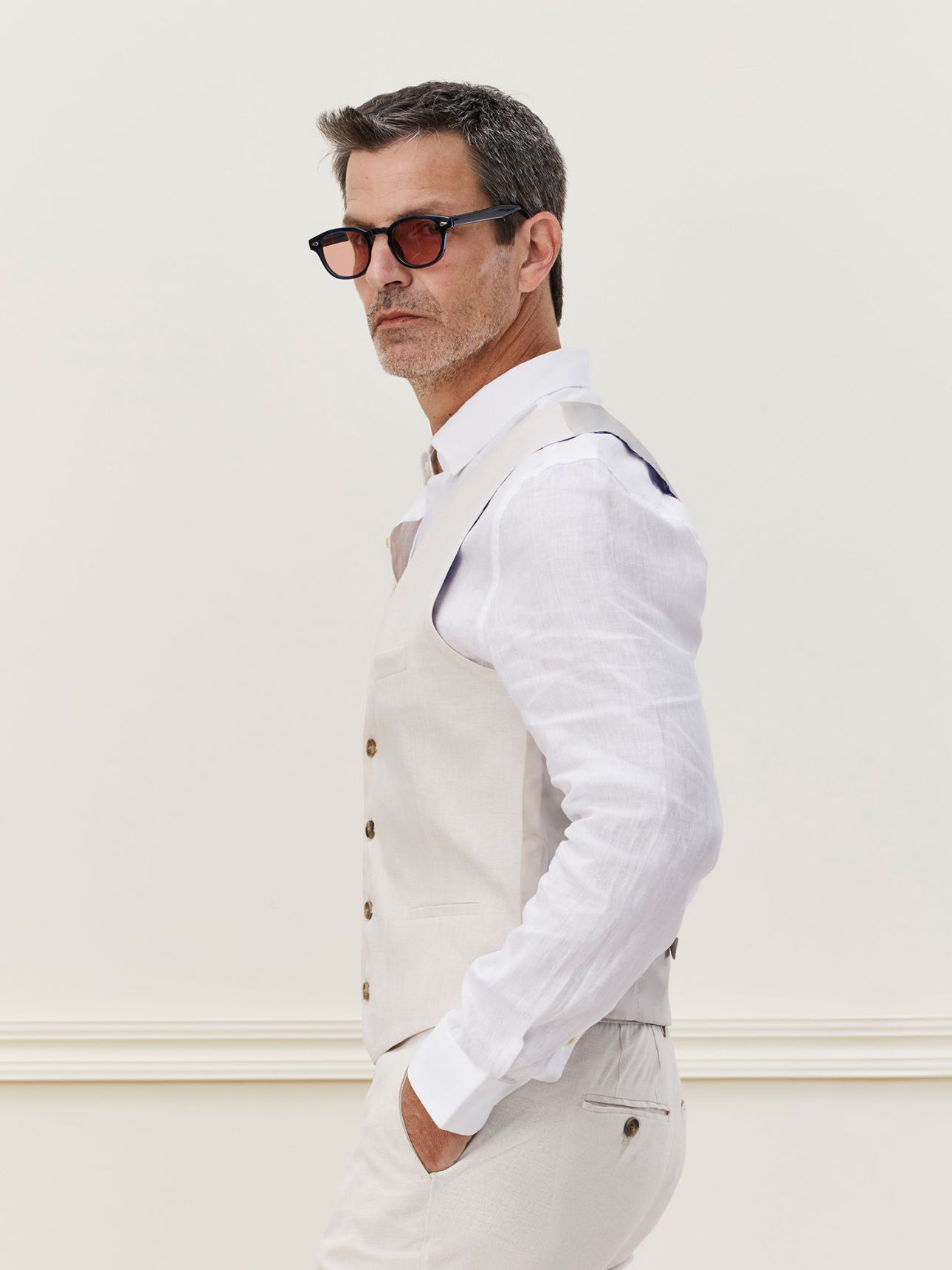 MAX MORETTI ווסט פשתן מחוייט